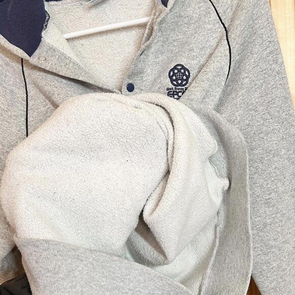 VTG 80s Walt Disney World Epcot Center Hoodie Sweatshirt 1/4 Snap SLIM FIT Sz L - Picture 10 of 12